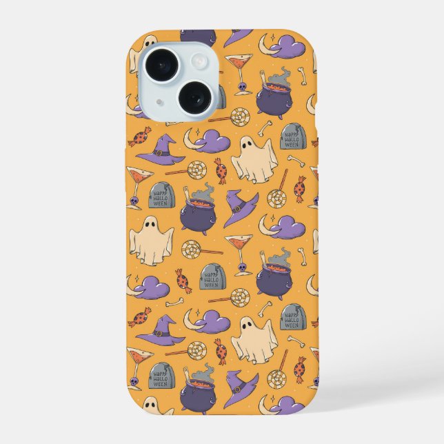 Patrón de fantasmas y brujas de Halloween (Reverso )