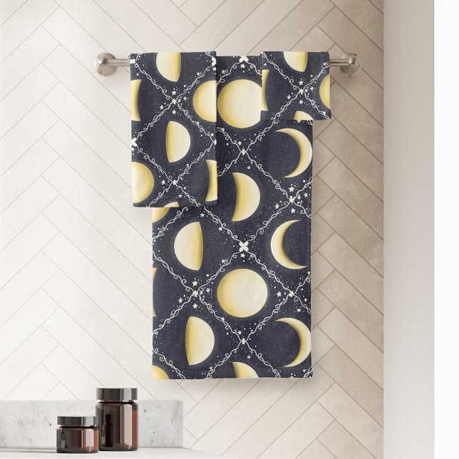 Patrón de fases celestes de la luna (Moon Phases Bath Towel Set)
