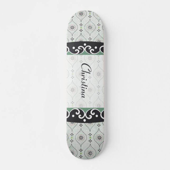 Patrón de flor azul Comp Skateboard (Anverso )