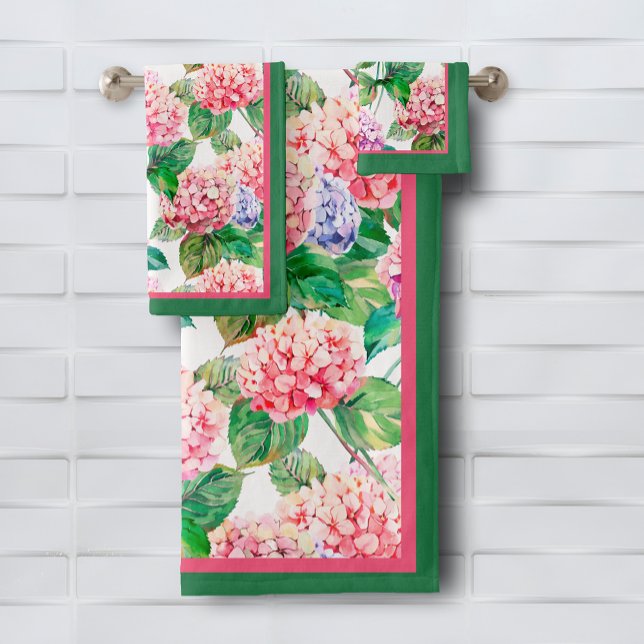 Patrón de flor de Hydrangeas (Hydrangeas Floral Pattern Bath Towel Set (white on reverse side), buy pieces separately, too)