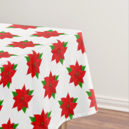 Patrón de Flor de Poinsettia en Mantel Blanco