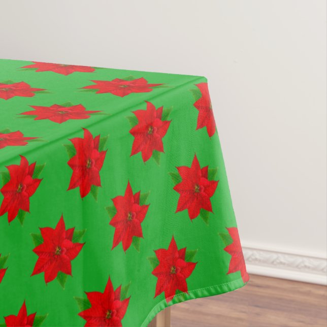 Patrón de Flor de Poinsettia en Mantel Verde (In Situ)