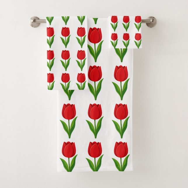 Patrón de flor de tulipán rojo moderno sobre blanc (In situ)