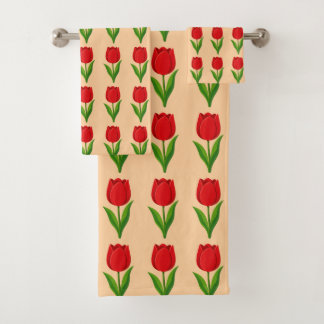 Patrón de flor de tulipán rojo moderno sobre naran