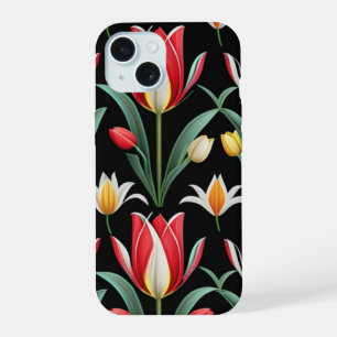 Patrón de flor de tulipán rojo recortado en fondo 