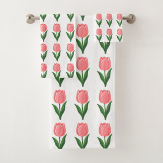 Patrón de flor de tulipán rosa moderno sobre blanc