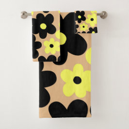 Patrón de flor hippie amarillo-negro