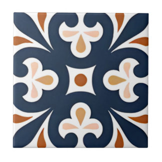 Patrón de flor naranja azul de azulejos de Alhambr