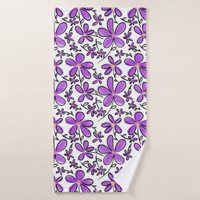 Patrón de flor púrpura (Toalla de baño)