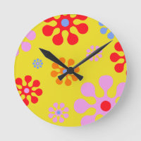 Patrón de flor retro Fundido Reloj de pared amaril