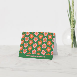 Patrón de flor retro lindo Rosa verde personalizad