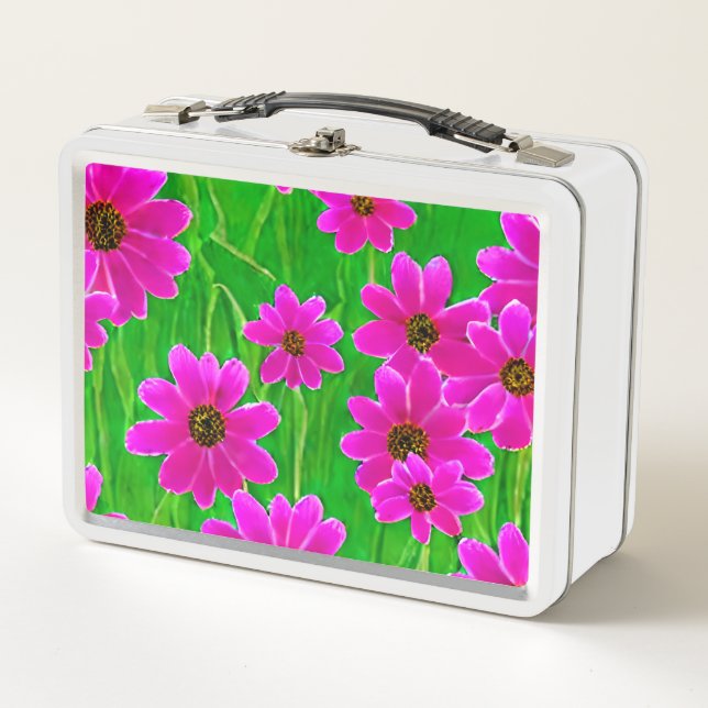 Patrón de flor verde y rosa brillante (Anverso)