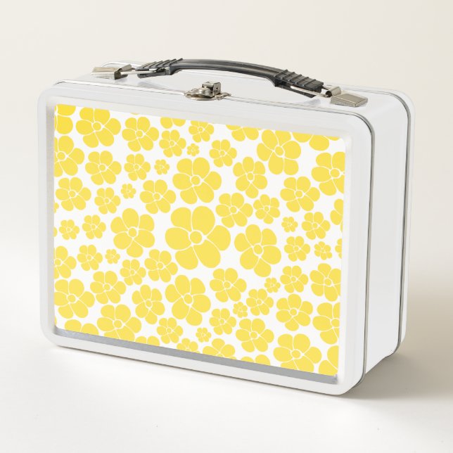 Patrón de flores - Amarillo limón y blanco (Anverso)