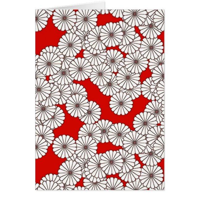 Patrón de flores Art Deco - blanco sobre rojo (Frente)
