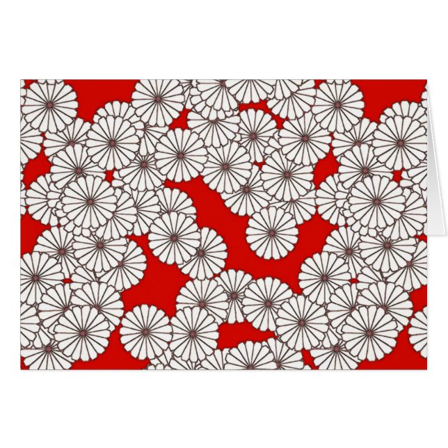 Patrón de flores Art Deco - blanco sobre rojo (Anverso (Horizontal))
