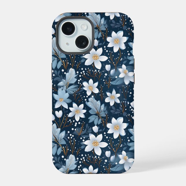 Patrón de flores blancas de invierno (Reverso )