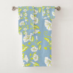 Patrón de flores blancas y amarillas en gris