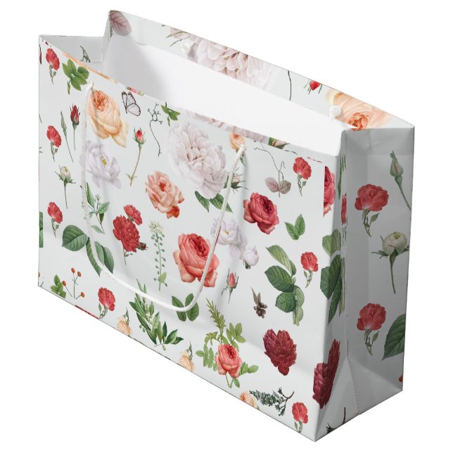 Patrón de flores, bolsa de regalo grande Rosa (Angulo Anverso)