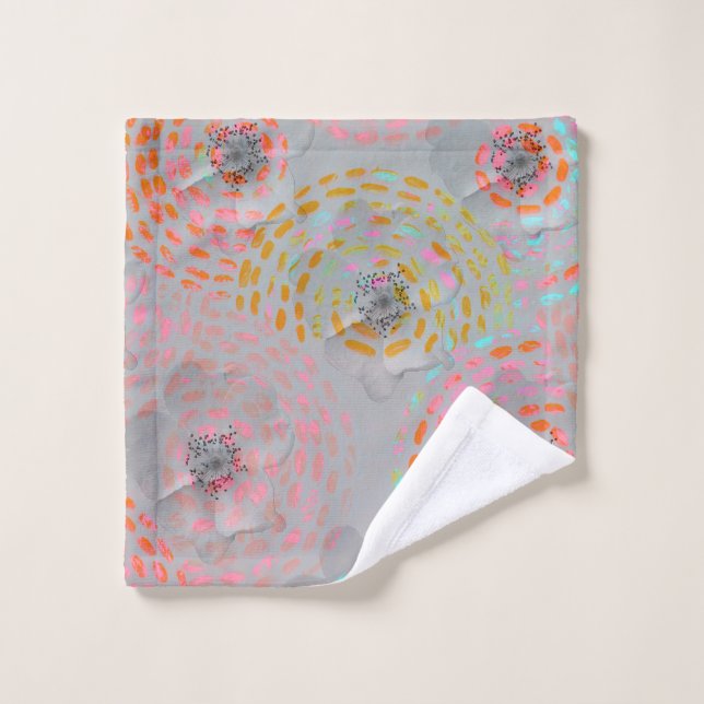 Patrón de flores coloridas con líneas gráficas pun (Toallita)