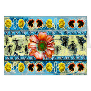 Patrón de flores de baile antiguo y bailarinas
