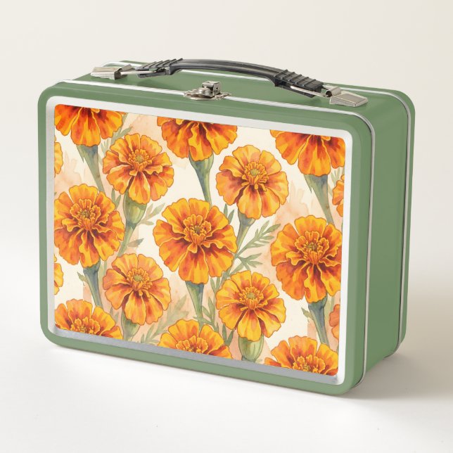 Patrón de flores de caléndula naranja (Anverso)