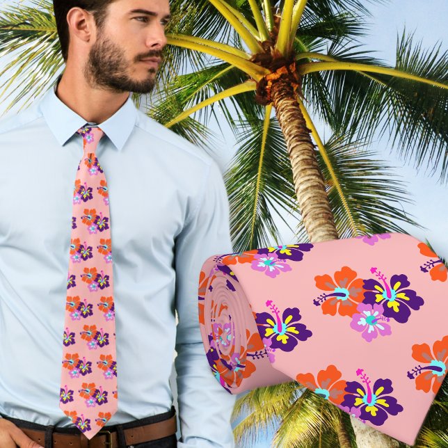 Patrón de flores de Hibiscus, corbata de flores ro (Subido por el creador)