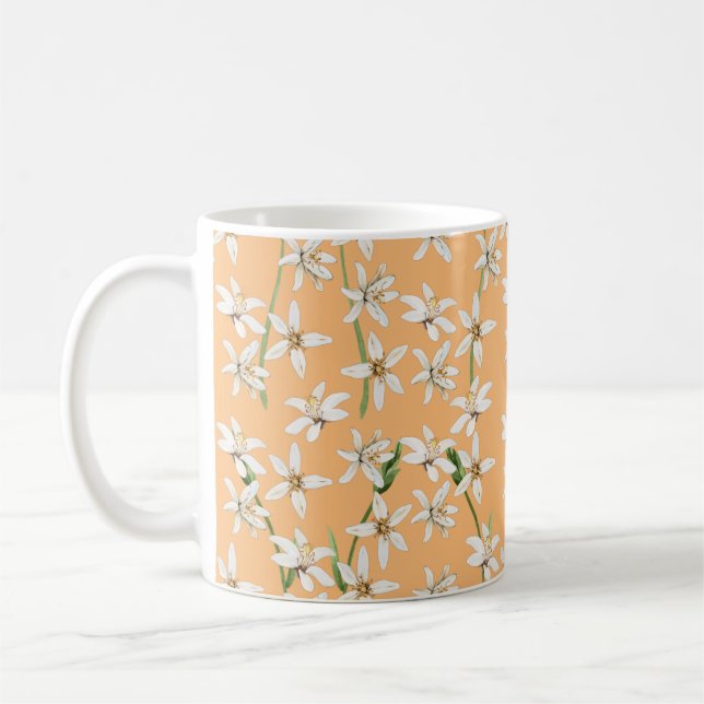 Patrón de flores de limón de verano taza de café (Izquierda)