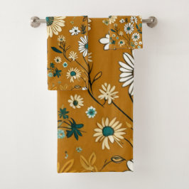 Patrón de flores de mostaza de Boho retro otoño