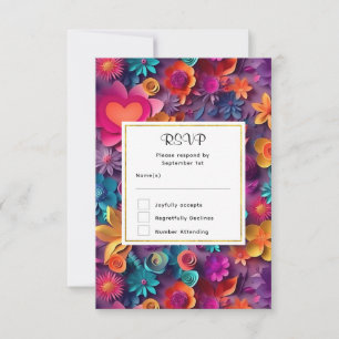 Patrón de flores de primavera coloridas RSVP