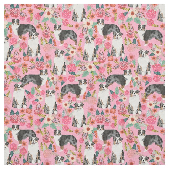 Patrón de flores de tela de pastores australianos (Retal)