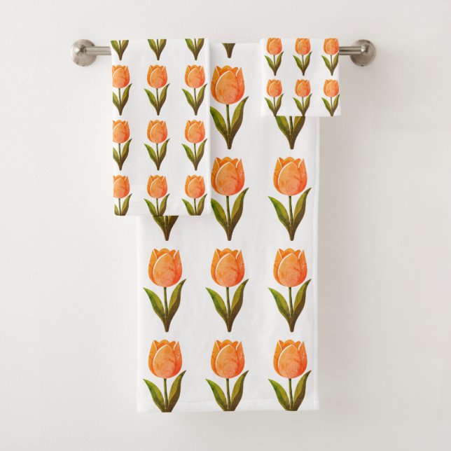 Patrón de flores de tulipán moderno sobre blanco (In situ)