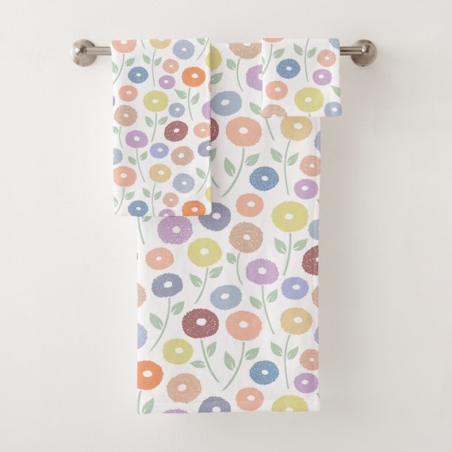 Patrón de flores difusas en pasteles sobre blanco (In situ)