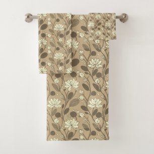 Patrón de flores elegante en beige afortunado