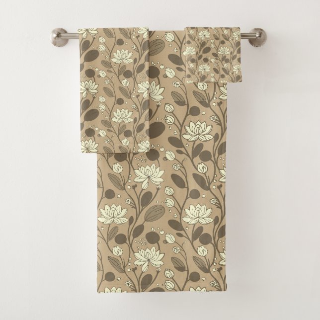 Patrón de flores elegante en beige afortunado (In situ)