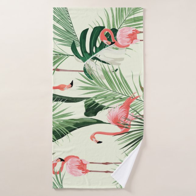 Patrón de flores exóticas Flamingo rosa (Toalla de baño)