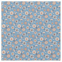 Patrón de flores florales fondo azul Tela
