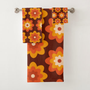 Patrón de flores naranja boho hippie retro groovy