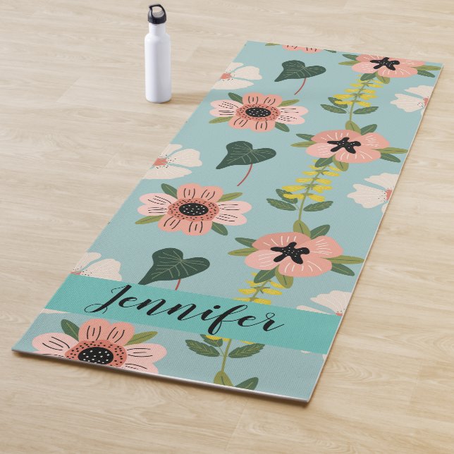 Patrón de flores rosa dulce Yoga Mat (In situ)