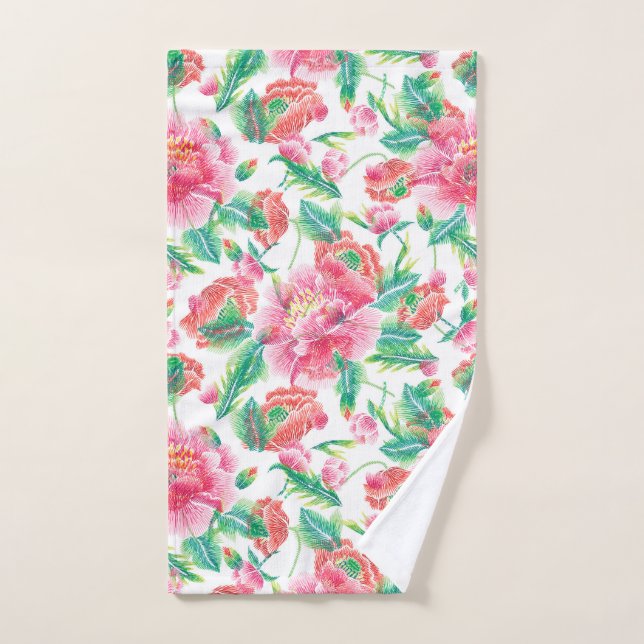 Patrón de flores rosadas brillantes (Toalla de mano)