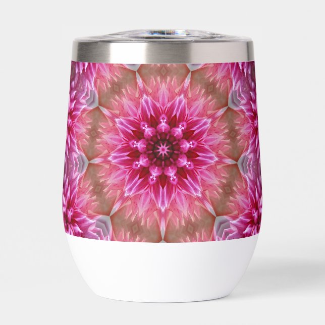Patrón de flores rosadas de Mandala geométrica-675 (Frente)