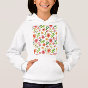 Patrón de flores rosadas en acuarela