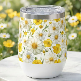 Patrón de flores silvestres acuarela amarilla