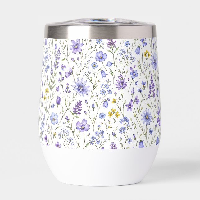 Patrón de flores silvestres acuarela amarillo púrp (Frente)