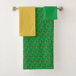 Patrón de flores silvestres mini verde rojo amaril
