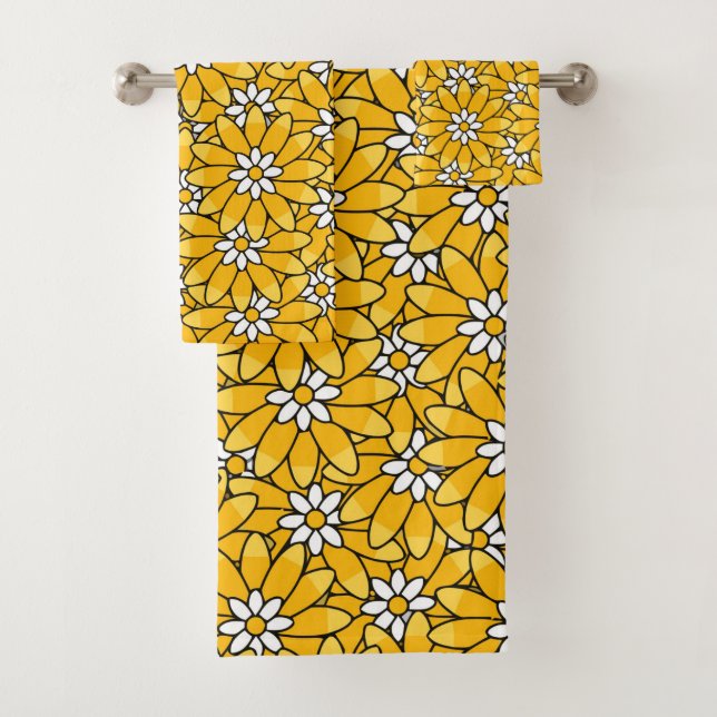 Patrón de flores superpuestas de color amarillo br (In situ)