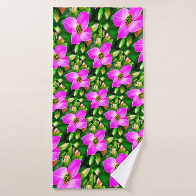 Patrón de flores tropicales rosadas (Toalla de baño)