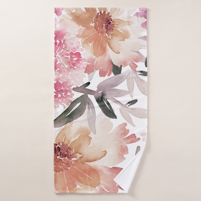 Patrón de fondo floral de acuarela, flor, arte, fl (Toalla de baño)
