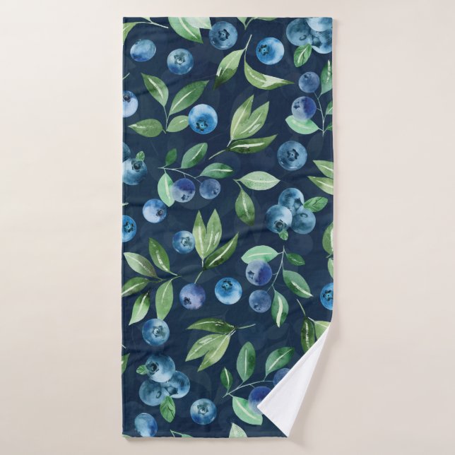 Patrón de fondo oscuro de arándano azul acuático (Toalla de baño)