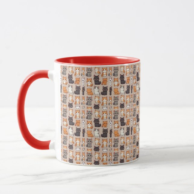 Patrón de foto de gatos, taza (Izquierda)