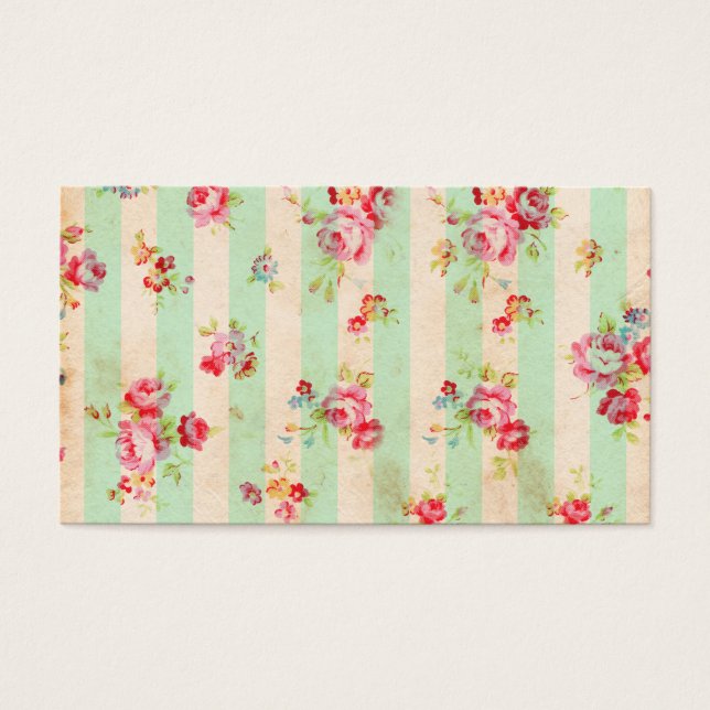 Patrón de franjas de Rosas verdes de Shabby Chic G (Frente)